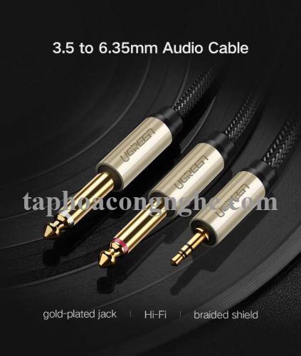 Ugreen 40794 5M Màu Đen Cáp âm thanh 2 đầu 6.5mm dương sang 3.5mm dương cao cấp AV126 30040794